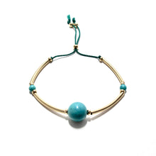 Load image into Gallery viewer, turquoise &amp; long tube silk bracelet