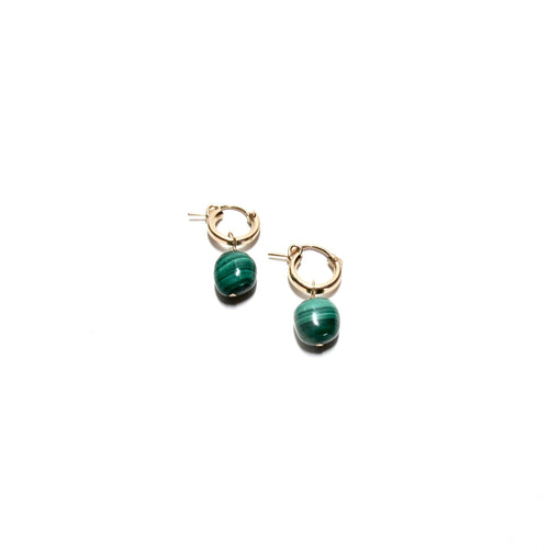 malachite huggie earrings