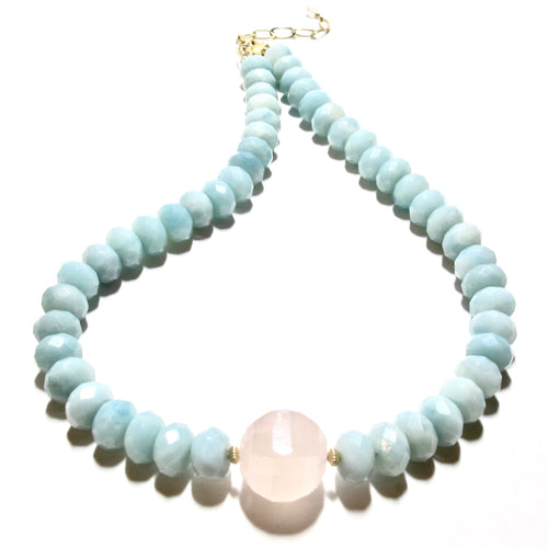 chunky amazonite & rose quartz necklace