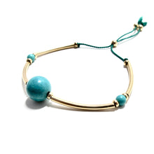 Load image into Gallery viewer, turquoise &amp; long tube silk bracelet