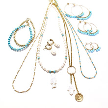 Load image into Gallery viewer, multi turquoise medium hoop earrings