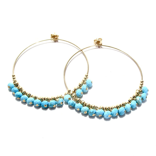 multi turquoise large hoop earrings