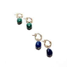 Load image into Gallery viewer, malachite huggie earrings