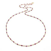 Load image into Gallery viewer, pink enamel satellite chain necklace