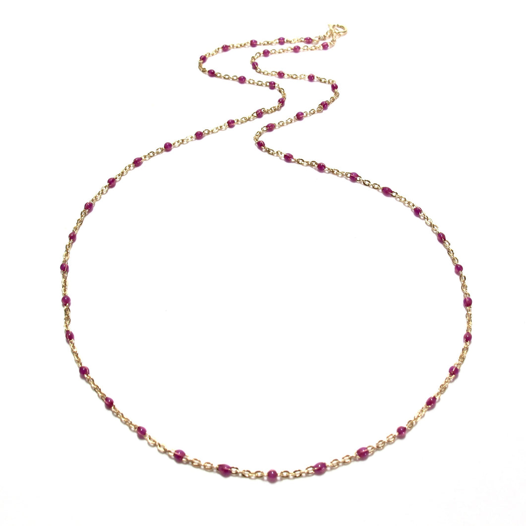 pink enamel satellite chain necklace