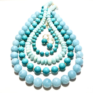 chunky turquoise bubblegum & gold beads necklace