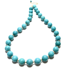 Load image into Gallery viewer, chunky turquoise bubblegum &amp; gold beads necklace