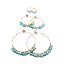 Load image into Gallery viewer, multi turquoise medium hoop earrings