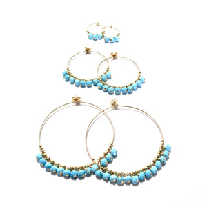 multi turquoise medium hoop earrings