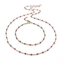 Load image into Gallery viewer, pink enamel satellite chain necklace
