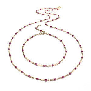 pink enamel satellite chain necklace