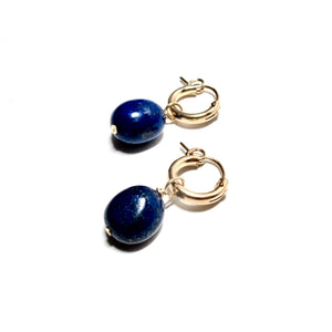 lapis lazuli huggie earrings