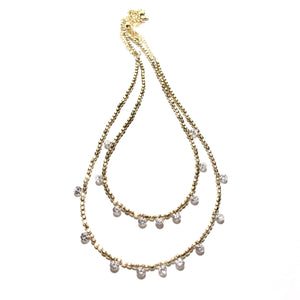 gold beads & dotted sparkles necklace