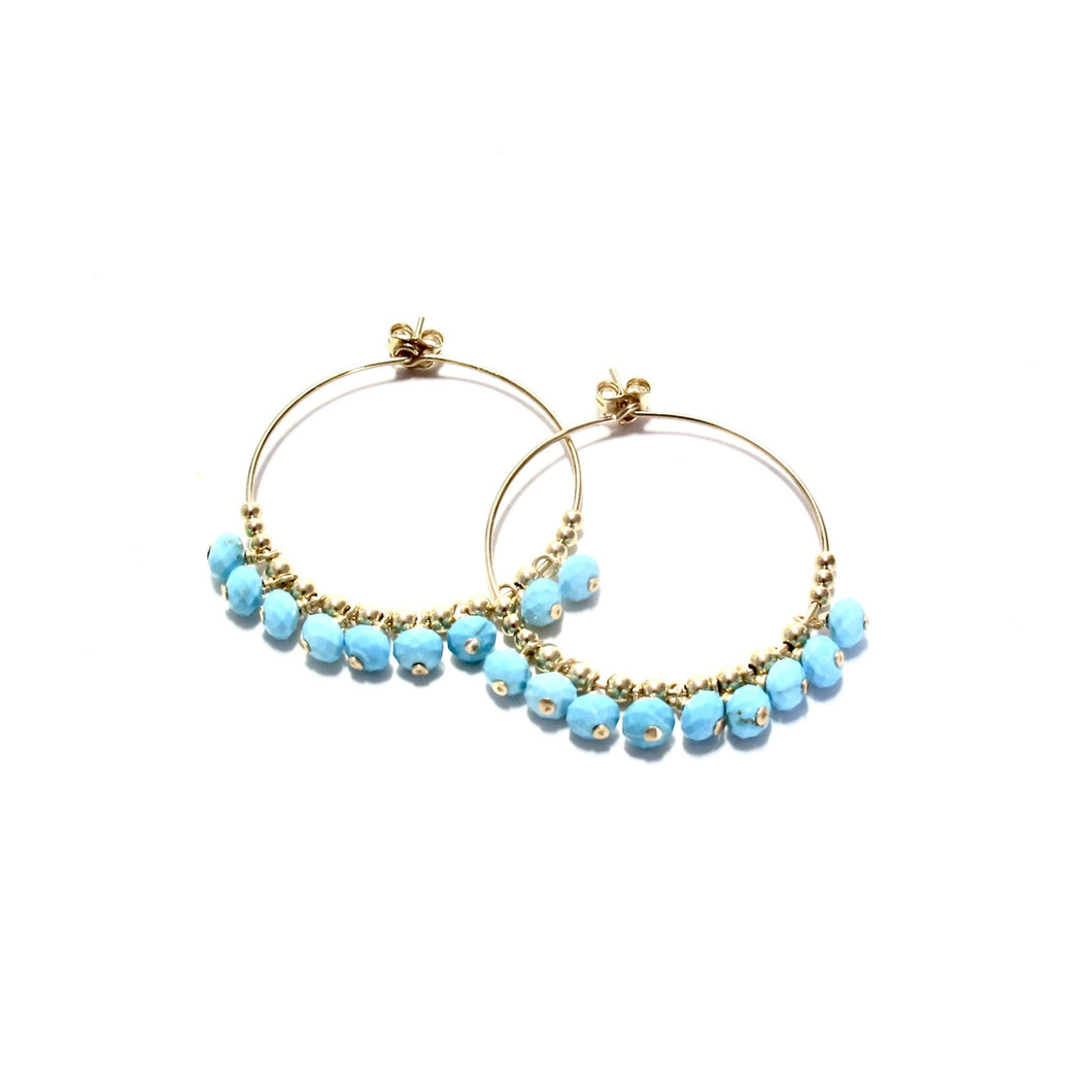 multi turquoise medium hoop earrings