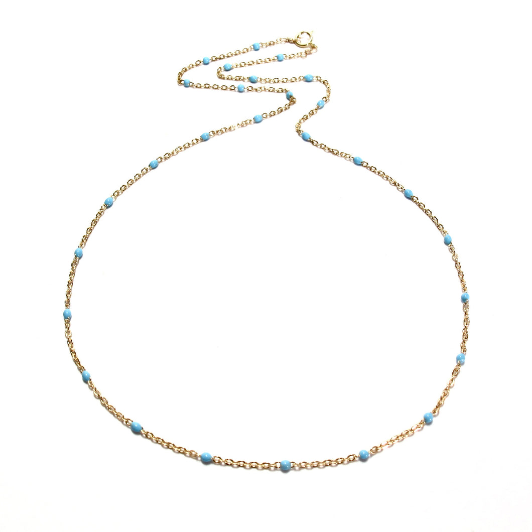 turquoise enamel satellite chain necklace