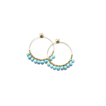 Load image into Gallery viewer, multi turquoise medium hoop earrings