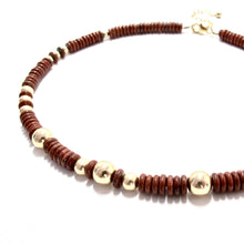 Load image into Gallery viewer, red jasper &amp; gold bead necklace