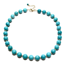 Load image into Gallery viewer, chunky turquoise bubblegum &amp; gold beads necklace