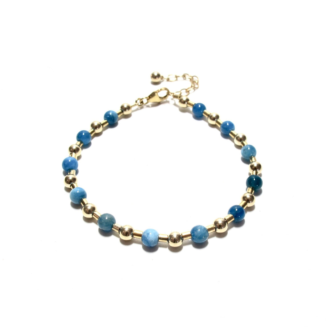 teal blue apatite bead & tube bracelet
