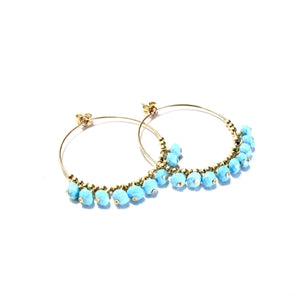 multi turquoise medium hoop earrings