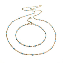 Load image into Gallery viewer, turquoise enamel satellite chain necklace
