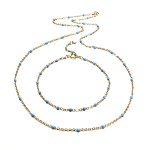 turquoise enamel satellite chain necklace