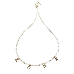 dainty gold love letters & pearls necklace