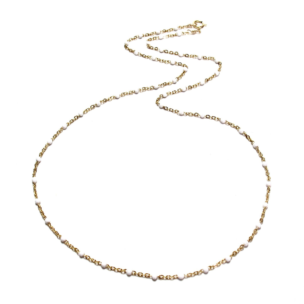 white enamel satellite chain necklace