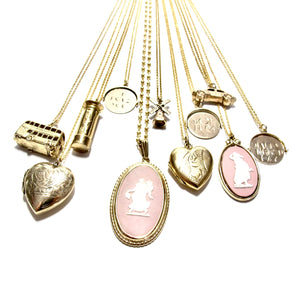 vintage pink wedgewood necklace (large)