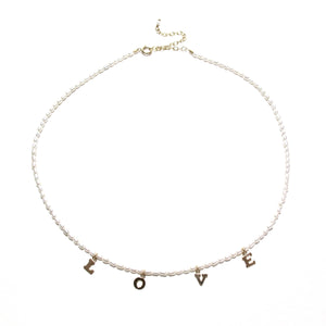 dainty gold love letters & pearls necklace