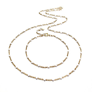 white enamel satellite chain necklace