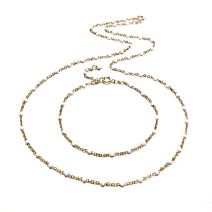 white enamel satellite chain necklace