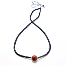 Load image into Gallery viewer, lapis lazuli heishi on silk necklace