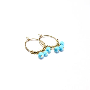 multi turquoise small hoop earrings