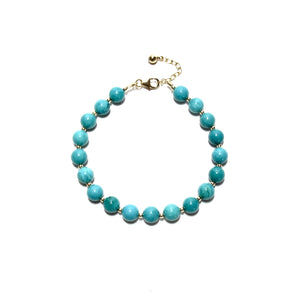 turquoise bubblegum & gold beads bracelet