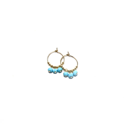 multi turquoise small hoop earrings