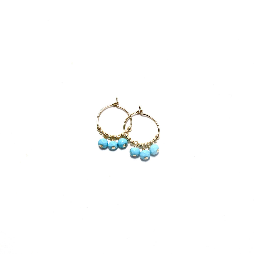 multi turquoise small hoop earrings