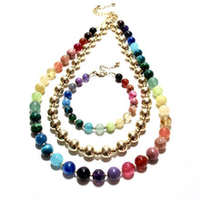 Load image into Gallery viewer, rainbow bubblegum &amp; gold beads bracelet