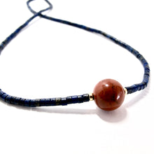 Load image into Gallery viewer, lapis lazuli heishi on silk necklace