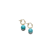 Load image into Gallery viewer, turquoise bubblegum huggie earrings