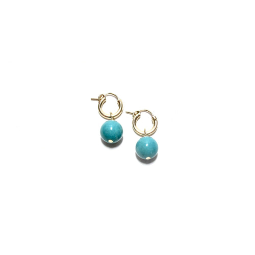 turquoise bubblegum huggie earrings