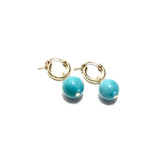 Load image into Gallery viewer, turquoise bubblegum huggie earrings