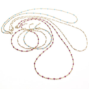 turquoise enamel satellite chain necklace