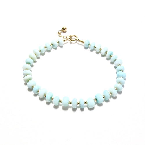 pale blue opal & gold beads bracelet