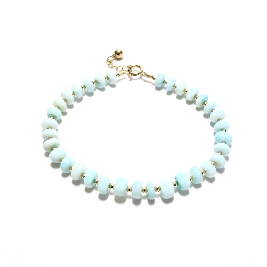 pale blue opal & gold beads bracelet