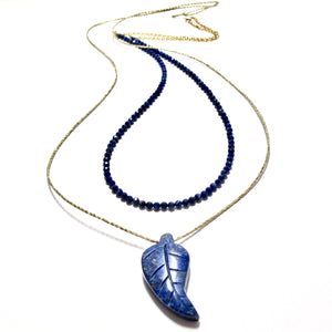 lapis lazuli leaf necklace