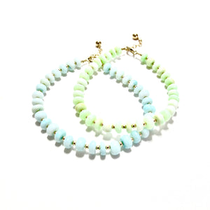pale blue opal & gold beads bracelet