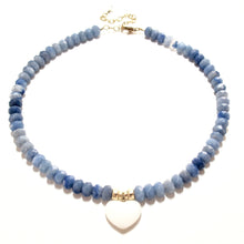 Load image into Gallery viewer, blue aventurine &amp; white agate heart necklace