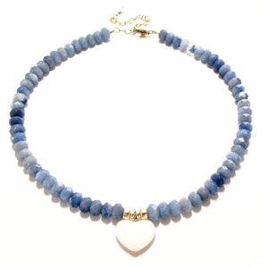 blue aventurine & white agate heart necklace
