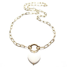 Load image into Gallery viewer, charm changer paperclip necklace &amp; white heart